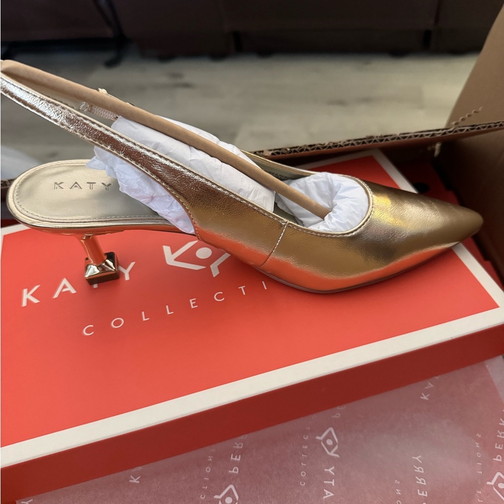 Katy Perry Collections Metallic Gold Slingback Heels
